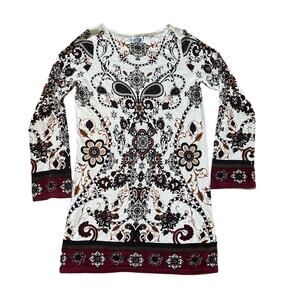 Vintage Diane Gilman Womens Floral Sweater Dress Size Large Holiday Paisley